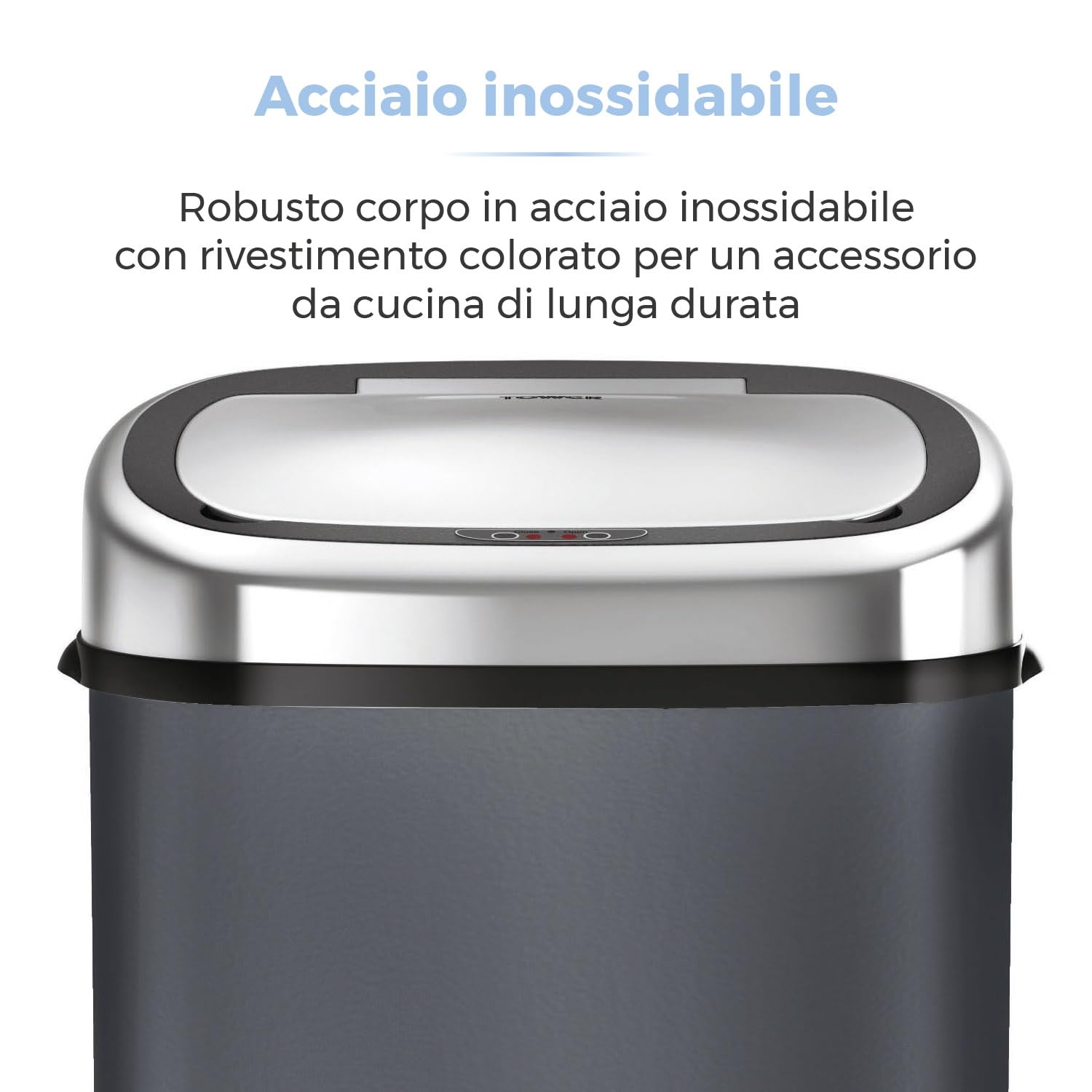 Tower Cestino Automatico 58L Con Sensore E Apertura Soft-Close – Pattumiera Intelligente In Acciaio Nero
