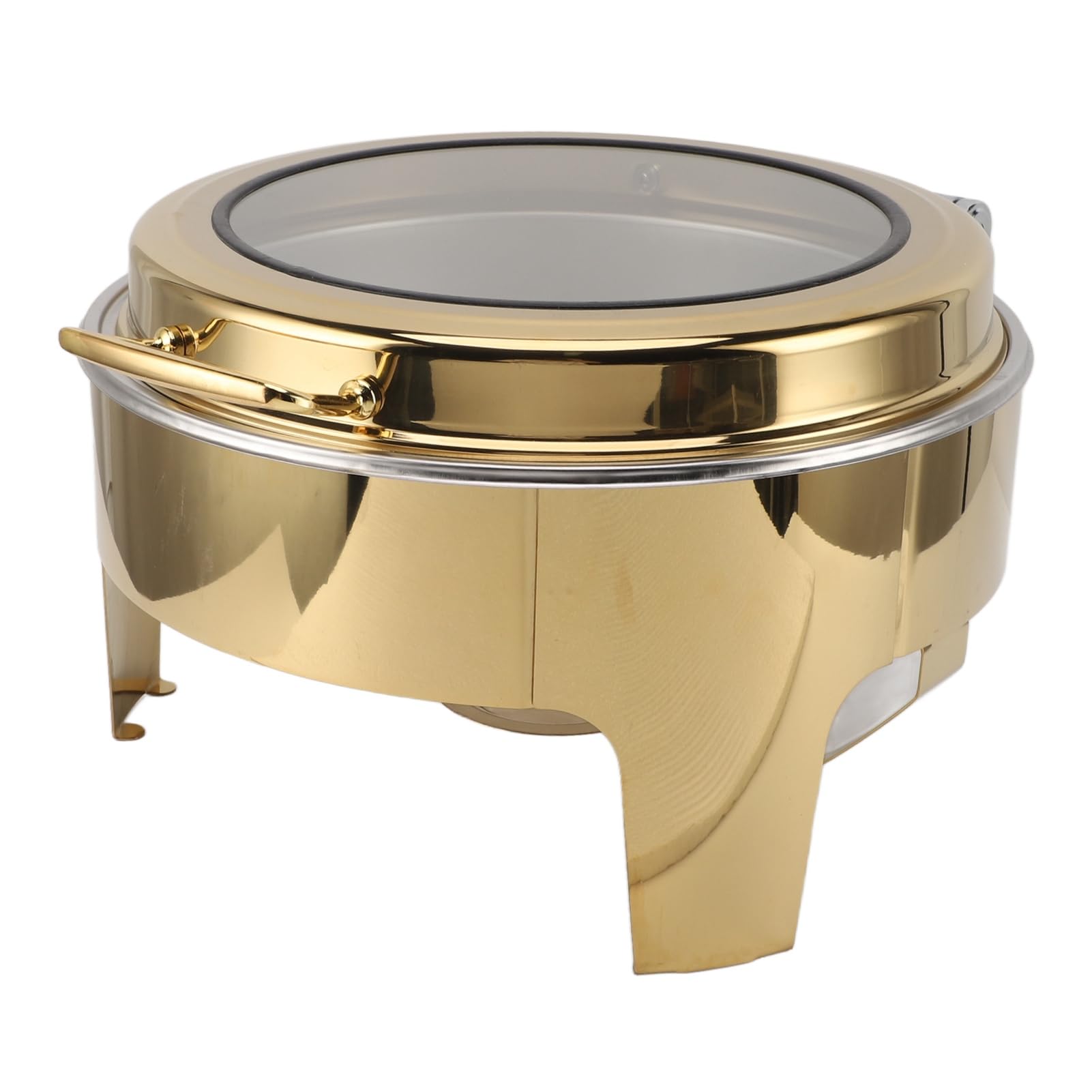 Scaldavivande Rotondo per Buffet da 6 Litri, capacità Addensata, Comodo e Portatile, per Hotel, Ristorante, Casa, Buffet (Pentola a 2 scomparti)