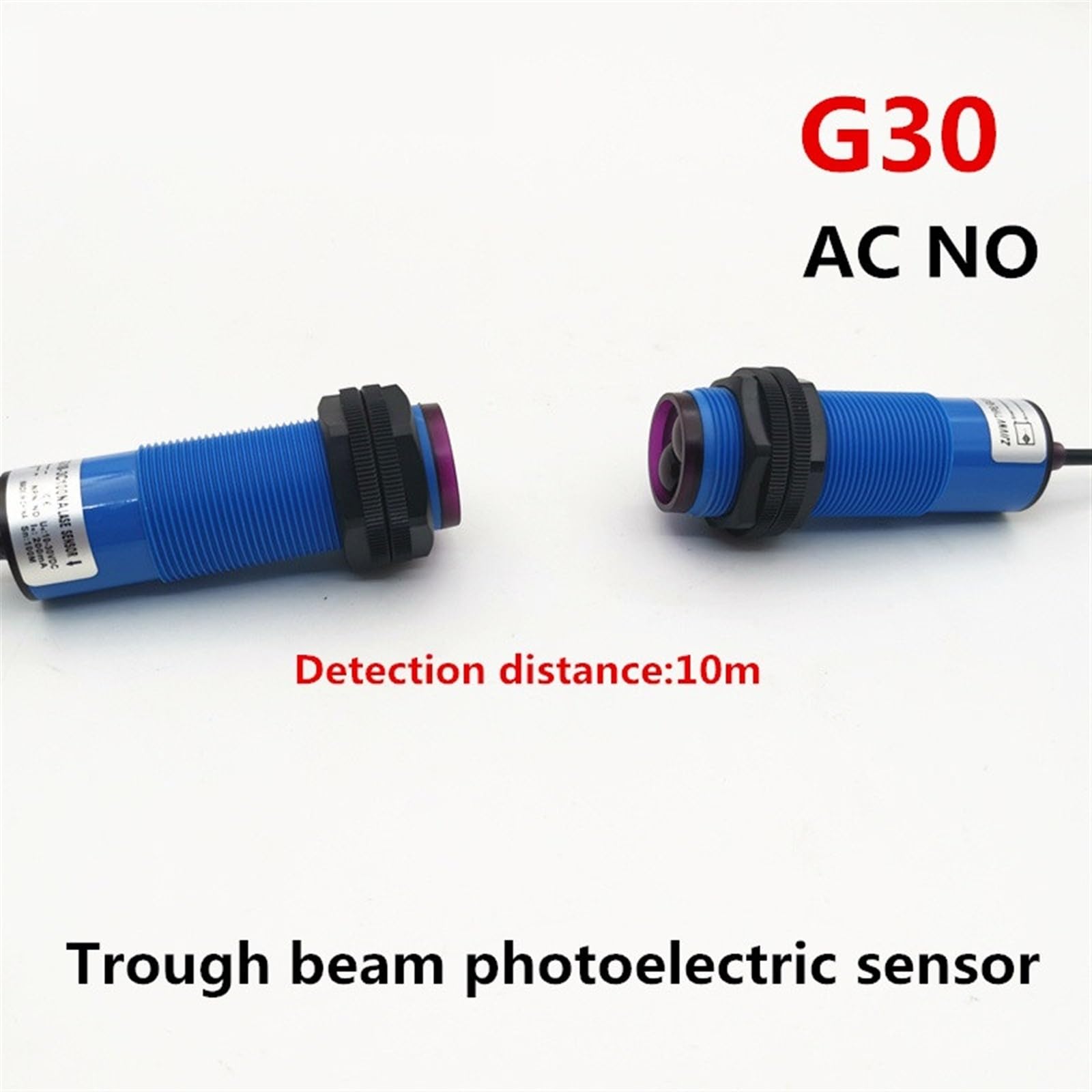 Sensore fotocellula M30 A fascio passante AC NO Interruttore sensore fotoelettrico Distanza 10 m for trasmettitore + ricevitore di controllo automazione