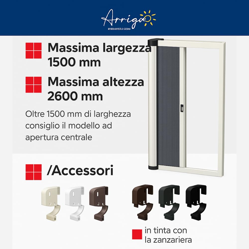 Zanzariera Laterale su Misura con Richiamo a Molla e Chiusura Magnetica | Guida Calpestabile | Rete in fibra di vetro | Struttura in Alluminio Vari Colori