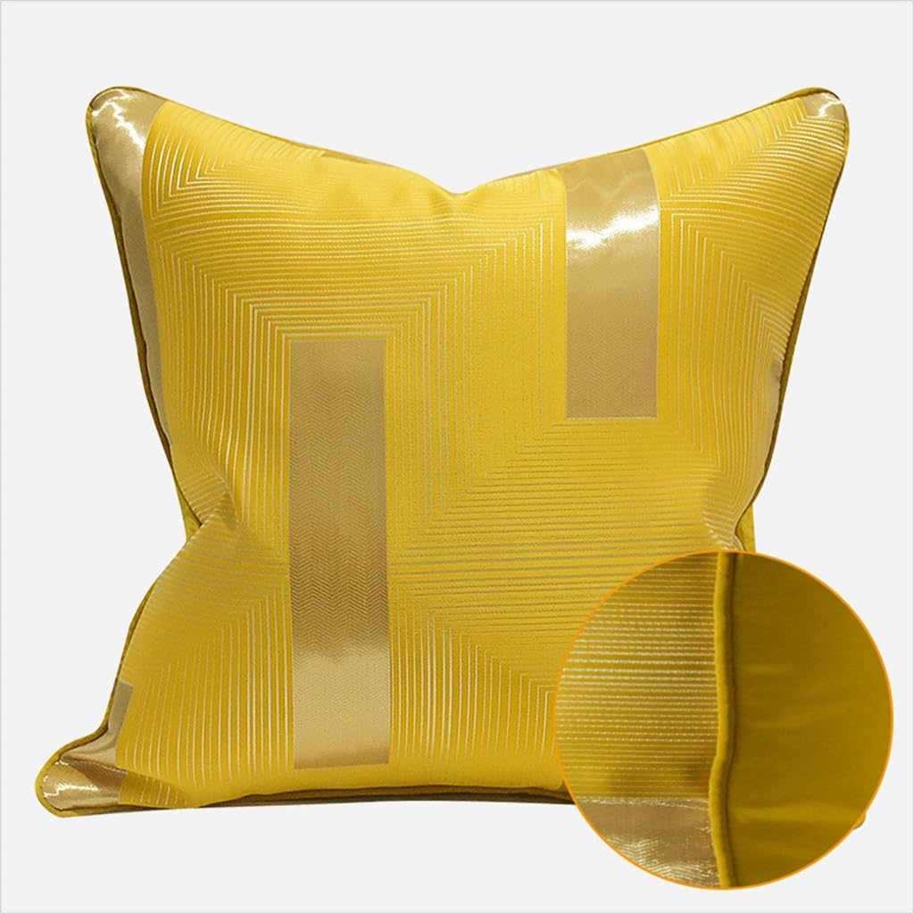 Yellow Bed Sofa Pillow Line Living Room Hotel Model Square Cushion Cover Case