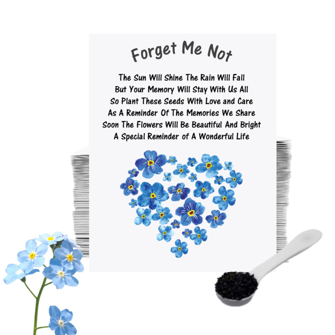 25 Funeral Seed Packets with Forget Me Not Seeds | Funeral Favours for Guests to Grow Funeral Flowers | Funeral Decorations & Funeral Gift | Add Own Personalised Details