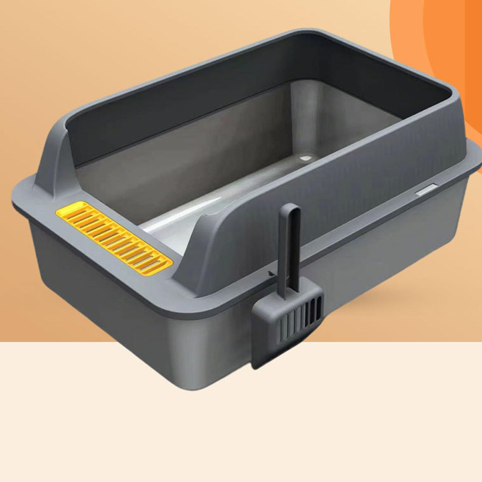 Caja de para Gatos Semicerrada, Acero Inoxidable Pequeña | Construcción de acero inoxidable antioxidante, diseño a prueba de salpicaduras de lados altos, control de olores