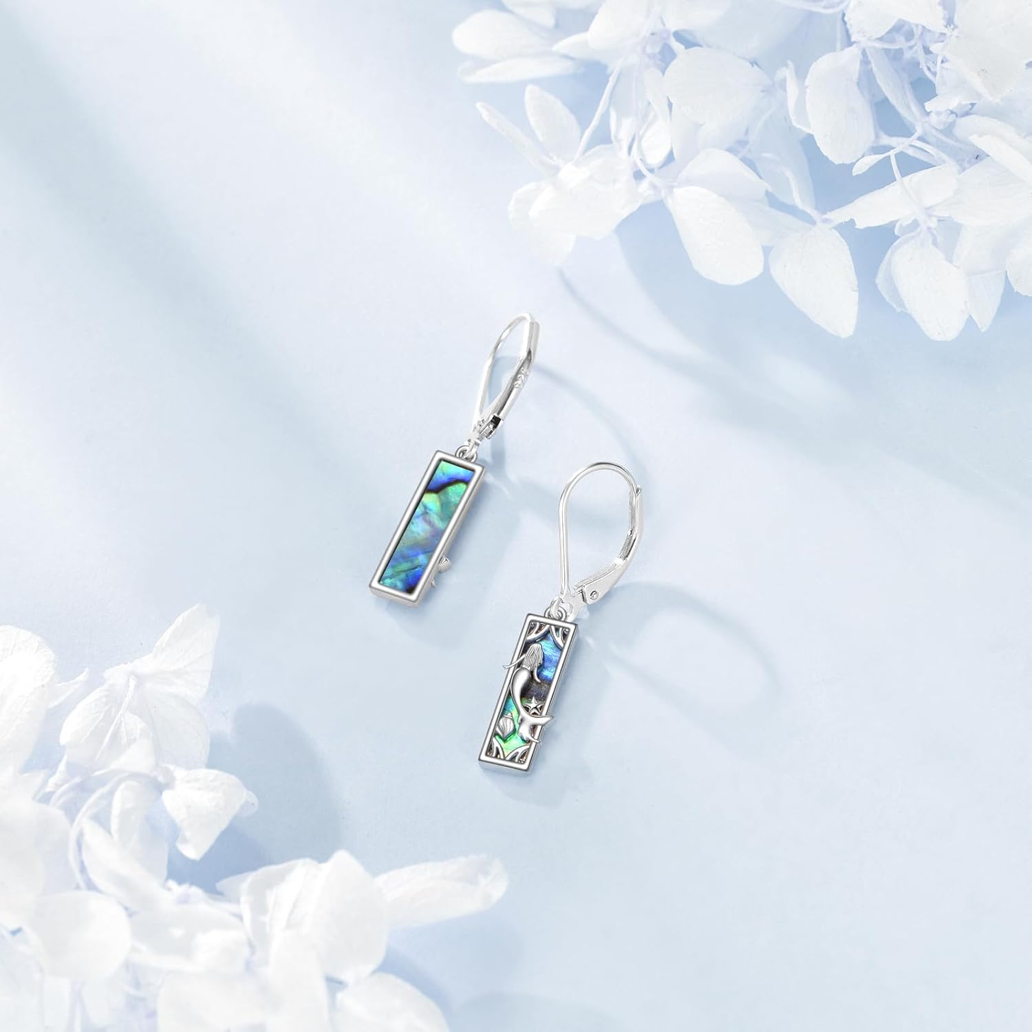 VONALA Mermaid Earrings 925 Sterling Silver Abalone Shell Ocean Jewelry Gifts for Women Mother Friends - Image 2