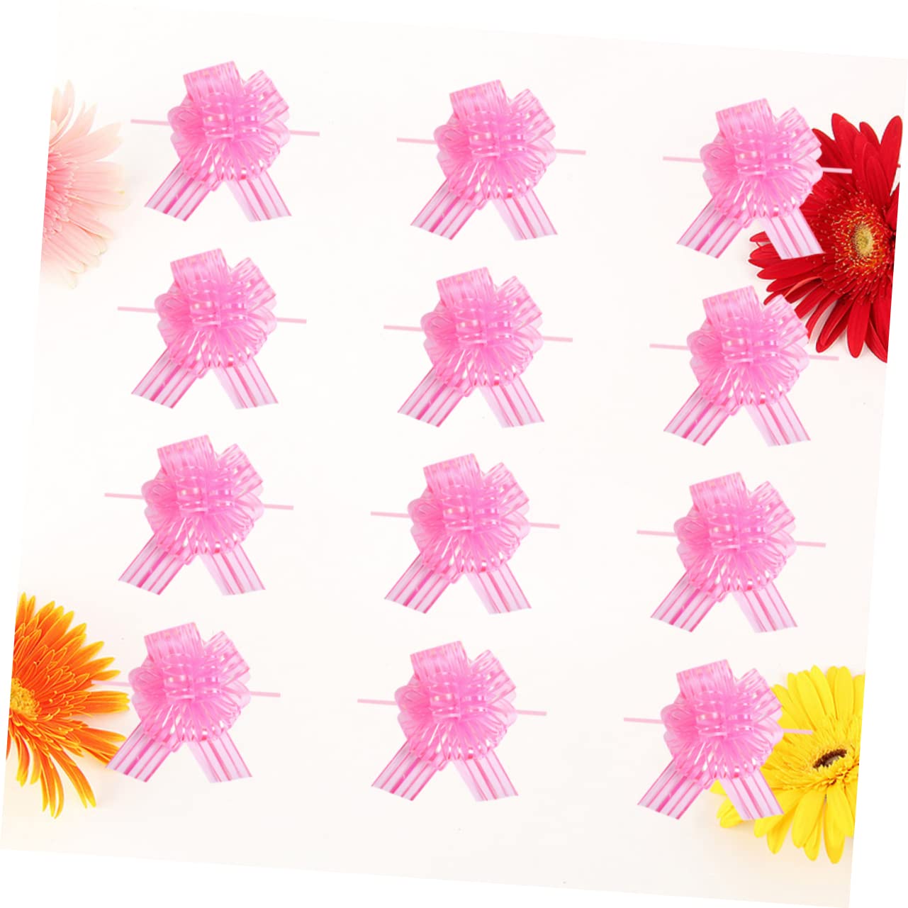 TEHAUX 36pièces Nœuds Décoratifs Tulle pour Mariage Et Fêtes Pull Bows Rose pour Décoration De Voiture Bouteilles Et Plus