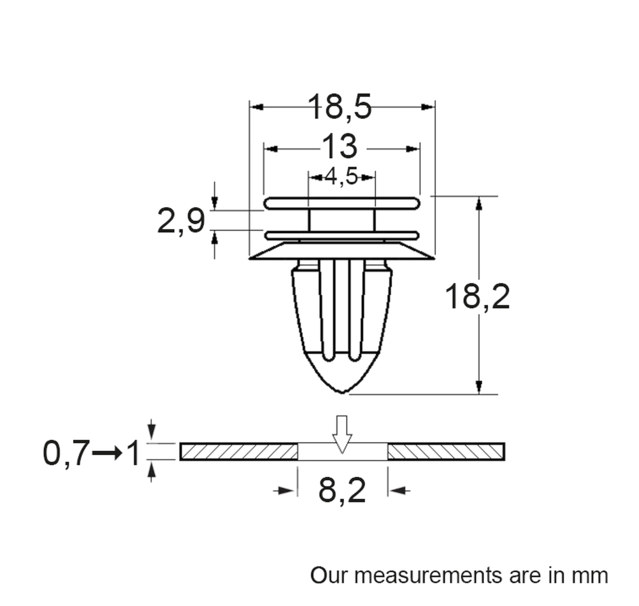 30 Clip Per Rivestimento Tetto Auto 701867549 – Per Foro Da 8 Mm, Stelo 12 Mm, Testa 14 Mm - 3