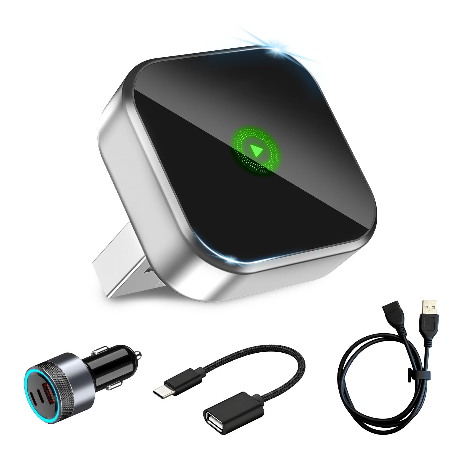 Photo 1 of 2-in-1 Mini Wireless CarPlay Adapter for Apple iPhone & Android Auto Adapter,2025 Upgrade Wired to Wireless,Plug & Play, Fast Stable Connection Car Play for iOS 10+/Android 11+,USB-A/Type-C Cable