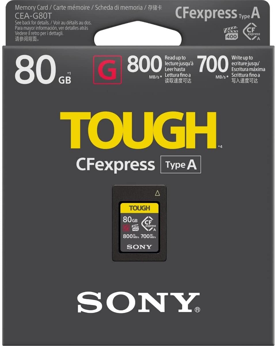 Sony 80GB Tough CFexpress Type A Flash Memory Card - VPG400 High Speed G Series with Video Performance Guarantee (Read 800MB/s and Write 700MB/s) – CEA-G80T