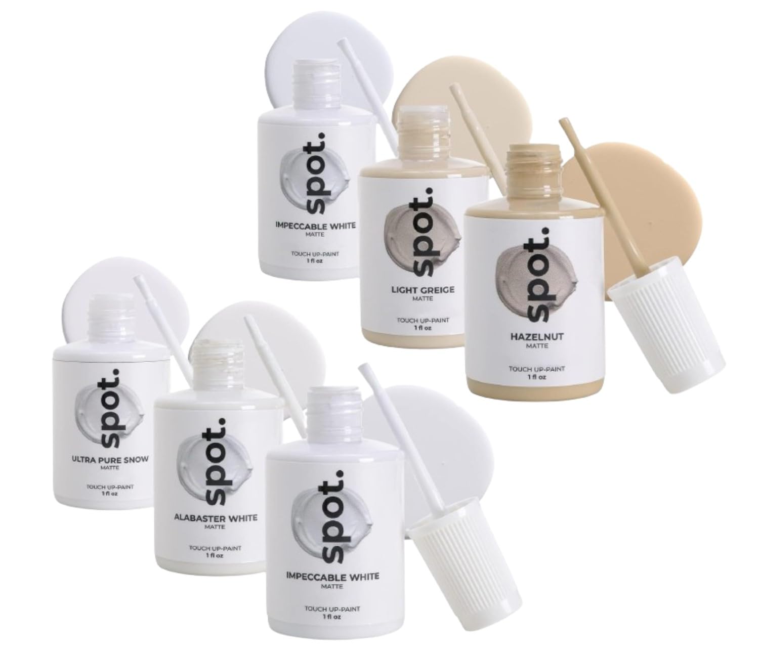 spot. Touch Up-Paint Bundle: Beige Matte 3 Pack and White Matte 3 Pack