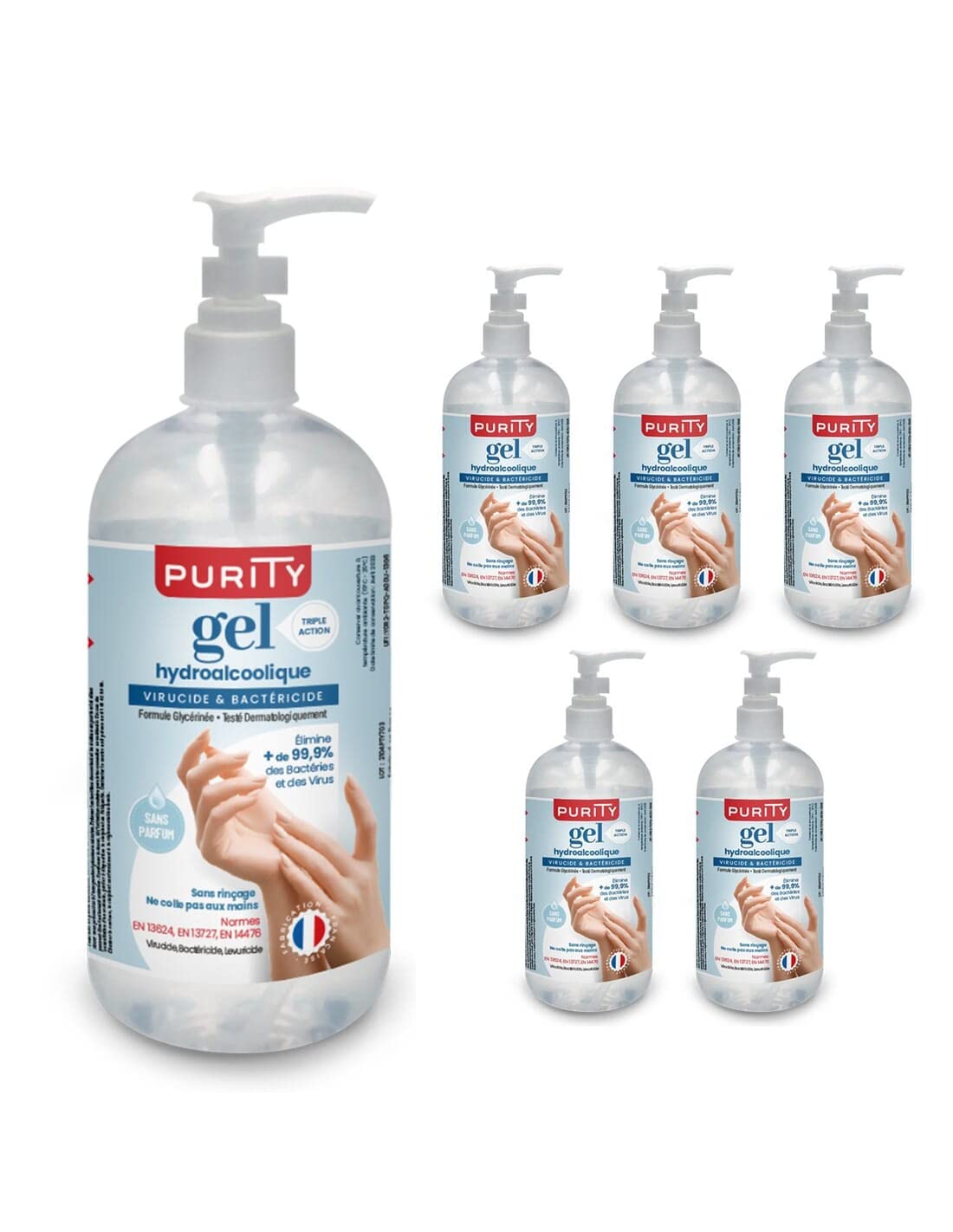 5 Flacons de 500ml - Gel Hydroalcoolique Purity 703