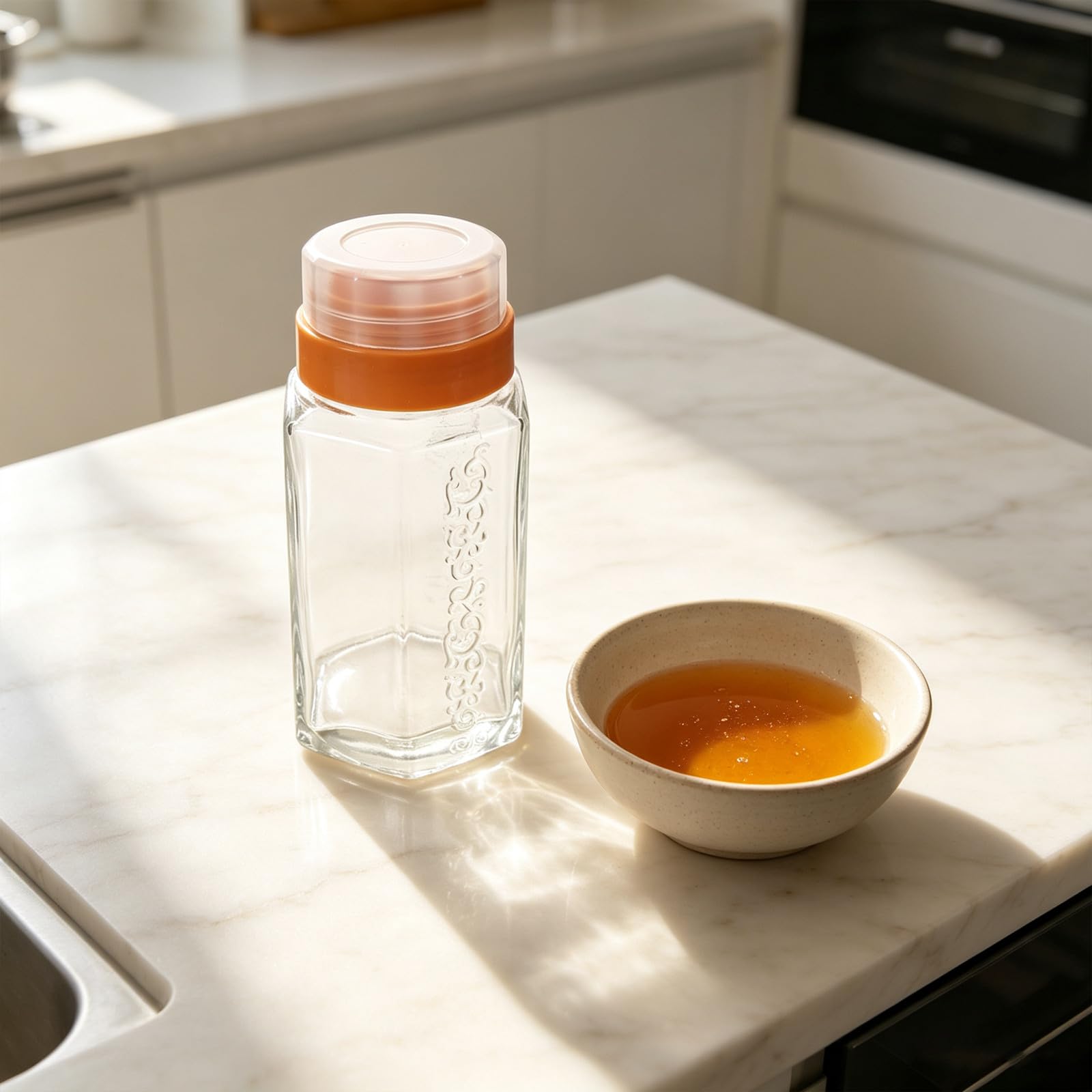 Gatuida 2 envases de vidrio con boquilla antigoteo para miel, botella de