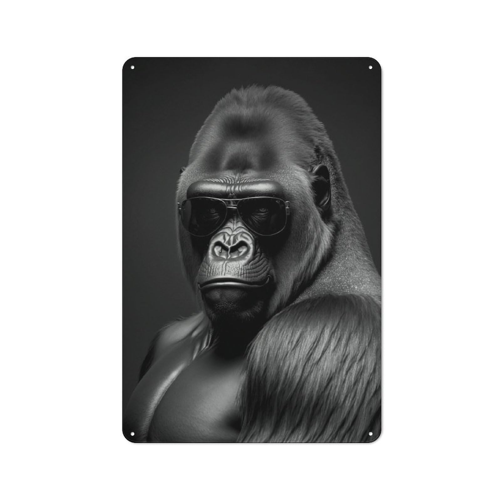 Junmoney Style-19 For Garden Room Or Summerhouse, Portrait Of A Gorilla Retro Metal Sign 30X20cm, For Vintage Wall Decor Fans, For Metal Sign Collectors