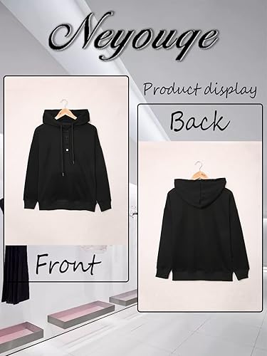 Miniatura 8 de NEYOUQE Sudaderas de moda para otoño e invierno con botones de cuarto para mujer estilo casual de moda cuello redondo