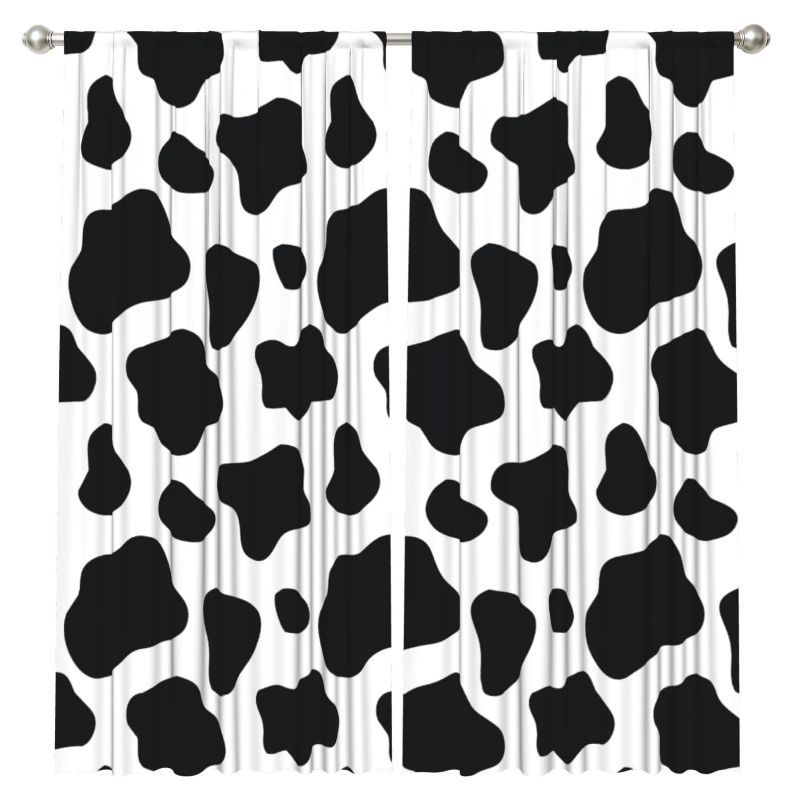 InOmak Cow, 2 Panels Window Curtains 52 x 84 Inch Blackout Curtains for Living Room Bedroom