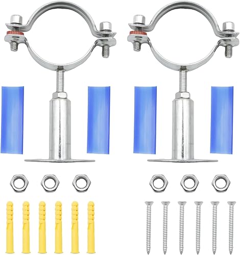 Miniatura 2 de Paquete de 2 abrazaderas de soporte de tubo de montaje en pared de 2-14 pulgadas, colgador de anillo dividido de acero inoxidable ajustable, soporte