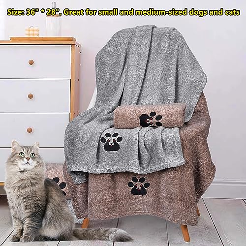Dog Towel - Pack of 2 - Super Absorbent Soft Microfiber Pet Bath Grooming Towels for Drying Dogs and Other Pets (M-36" * 28", Grey and Brown) - Image 4
