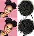 Beauty Forever Fashion Curly Ponytail, Twins Buns Clip In Elastic Drawstring Ponytail, African American Black Short Afro Kinky Curly Hair Extension, Synthetic Puff Hair(2 pieces)