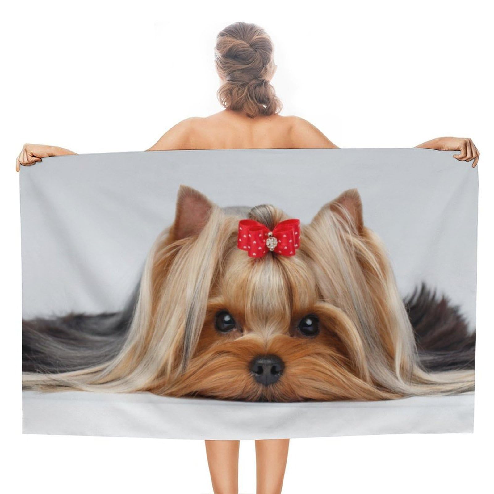 LWORZIIB Beach Towel, Yorkshire Terrier Bath Towel, Absorbent Towel for Swimming, Sports, Travel