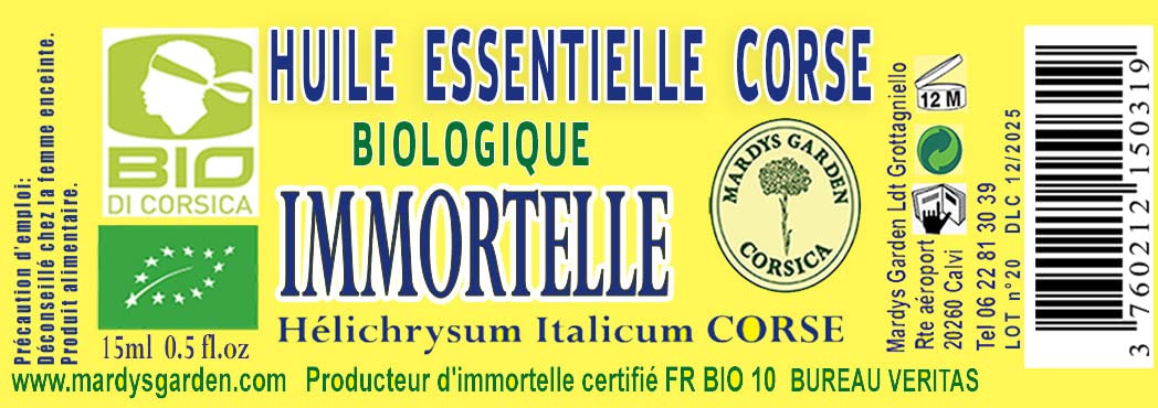 BIO Immortelle Ätherisches Öl 15ml - Helichrysum Italicum - Korsika - 100% Pure und Naturreines - Einzigartiger duft, optimale und therapeutische Qualität, aus kontrolliert biologischem Anbau