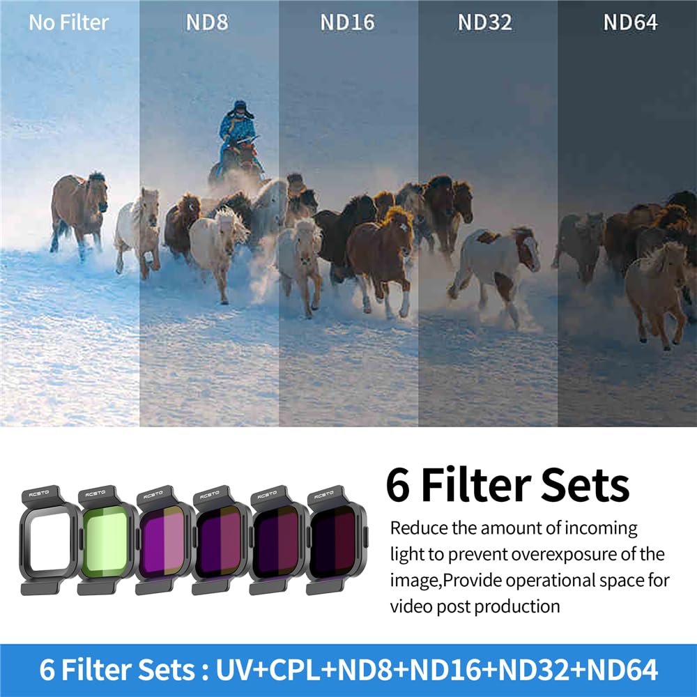 Juego de filtros ND y CPL para DJI Flip, paquete de 4 filtros ND CPL compatibles con accesorios DJI Flip Drone, vidrio óptico ultraligero de densidad neutra lente de cámara ND filtro ND