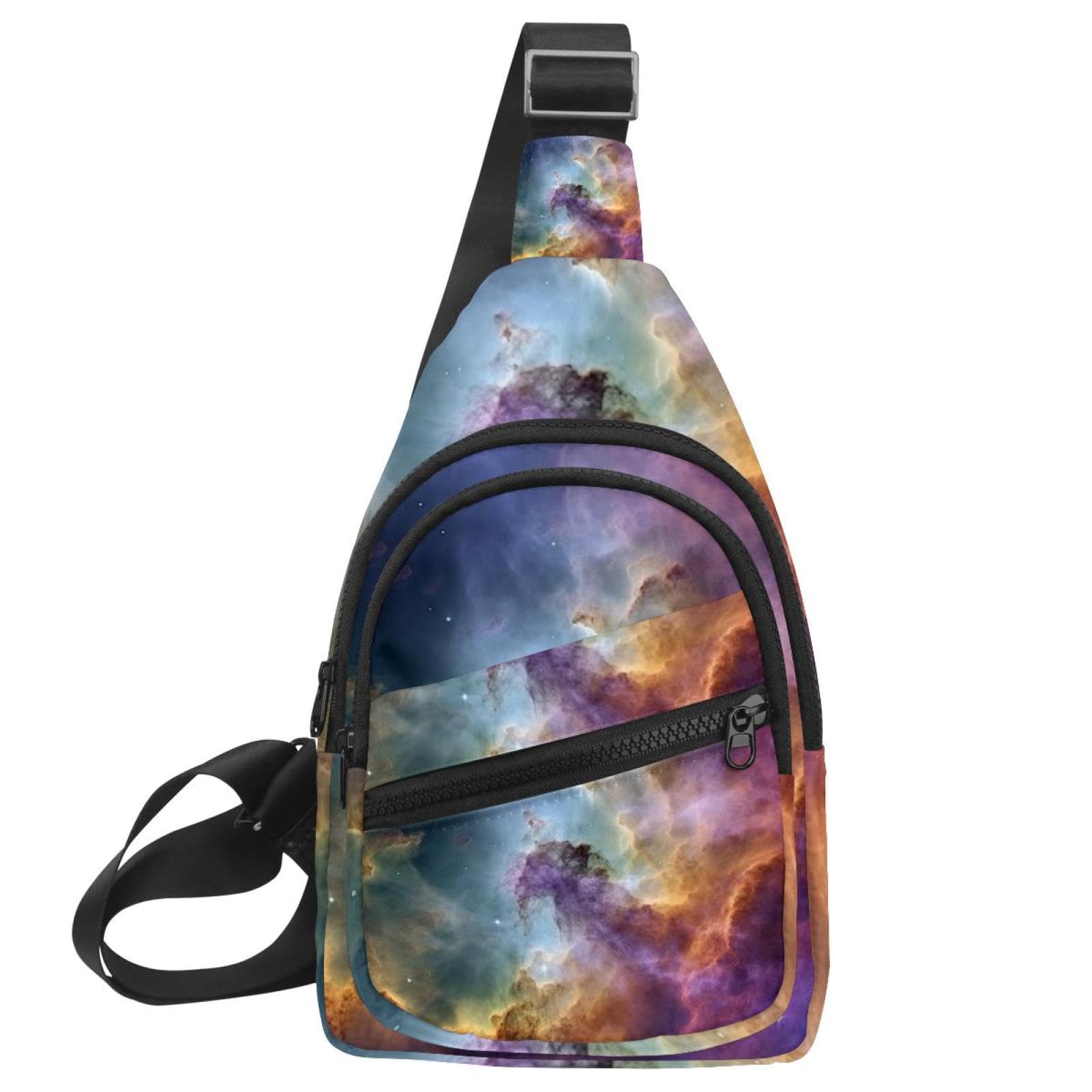 Bolsa de pecho compacta de 30x18cm con correa ajustable y estampado galáctico 7