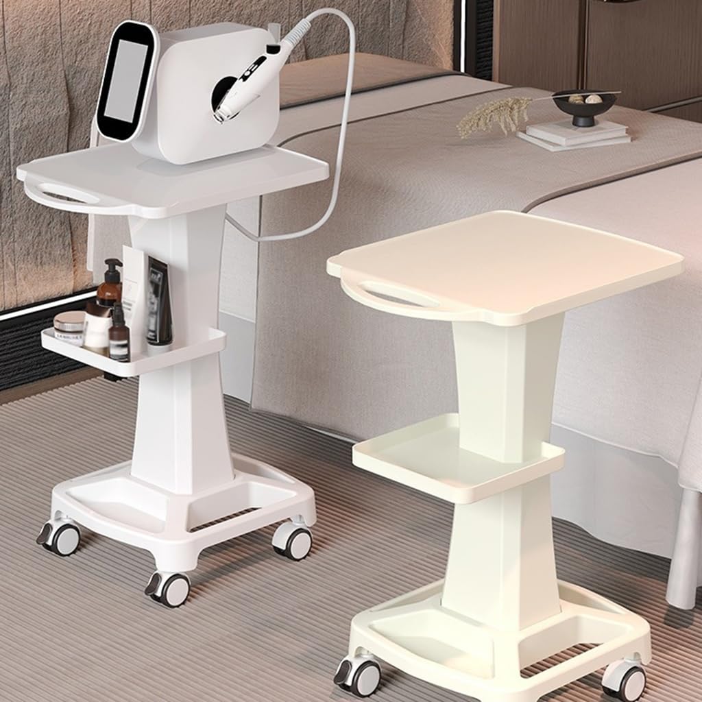 Carrello Mobile per Laptop, Carrello da Laboratorio da Pavimento, Scrivania Portatile Compatta con Ampio Piano di Lavoro, Quattro Ruote Piroettanti, Rotazione A,Grey