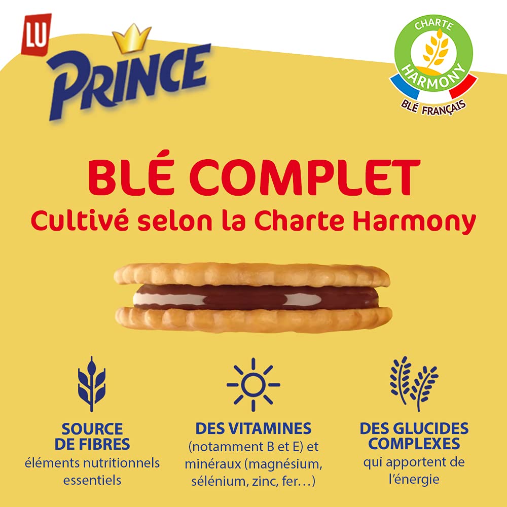 Lu Prince - Galletas rellenas (24 x 300 g) | 24 galletas crujientes llenas de buen sabor de chocolate derretido | ideal para té de la tarde