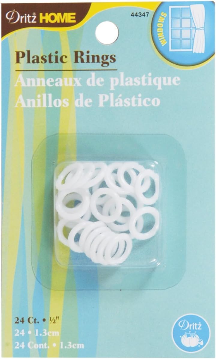 Dritz Home 44347 Plastic Rings, 1/2-Inch, White (24-Piece)