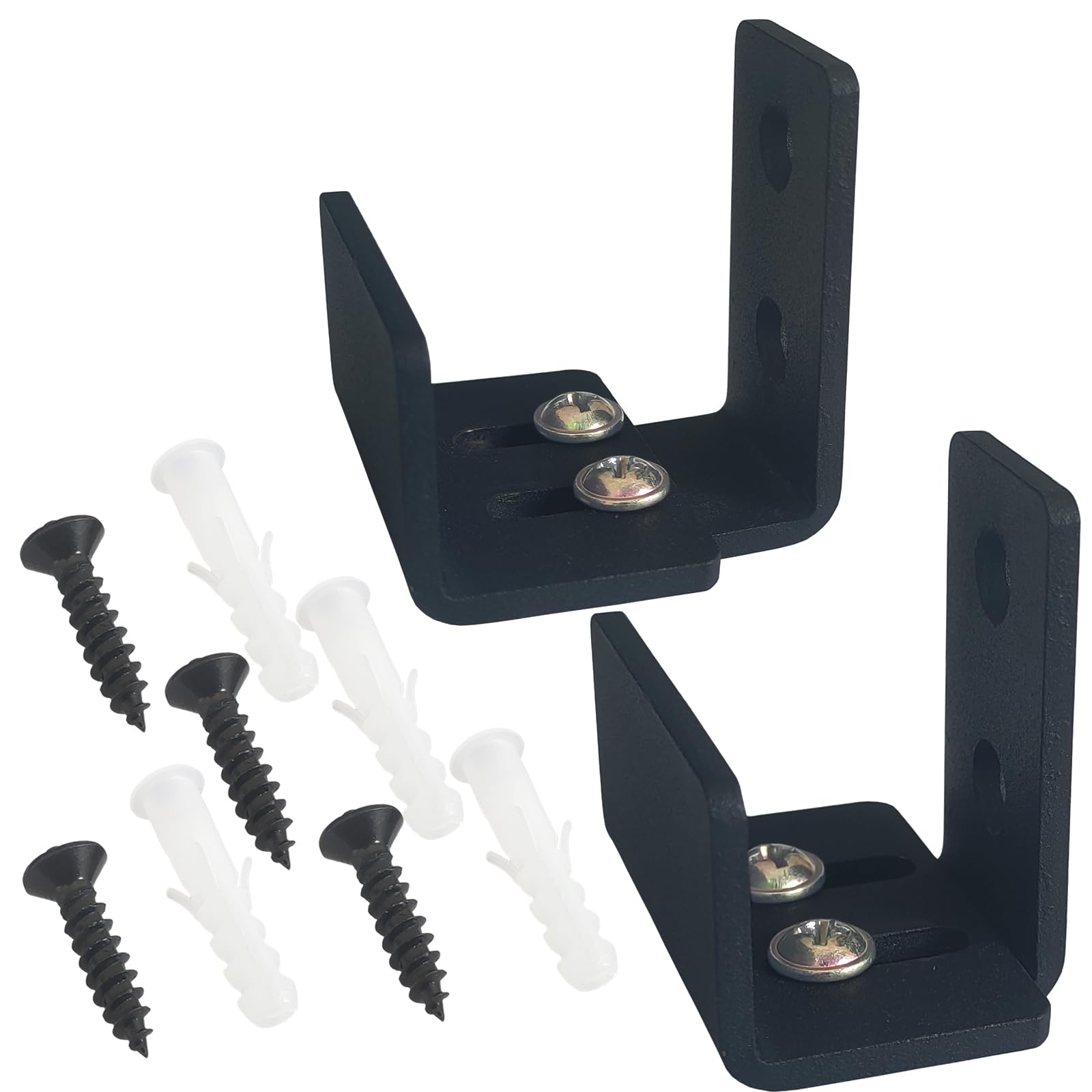 Sliding Barn Door Floor Guide 2 Pack - Adjustable Low Profile Wall Mounted Bottom Floor Barn Door U Roller Guide Hardware,Also as Barn Door Stopper Black