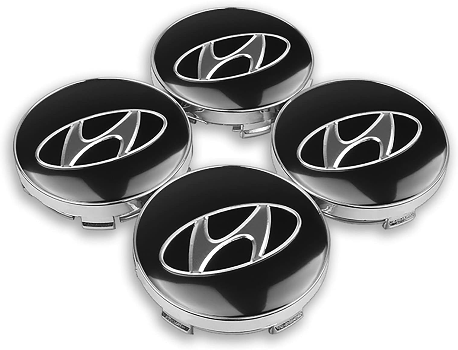 4 pcs Car Hub Centre Caps, for Hyundai Accent Elantra Tucson Veloster Genesis Solaris Sonata Azera,60mm, Alloy Wheel Center Covers Waterproof DustProof Rims Protectors, Car Badge Decoration