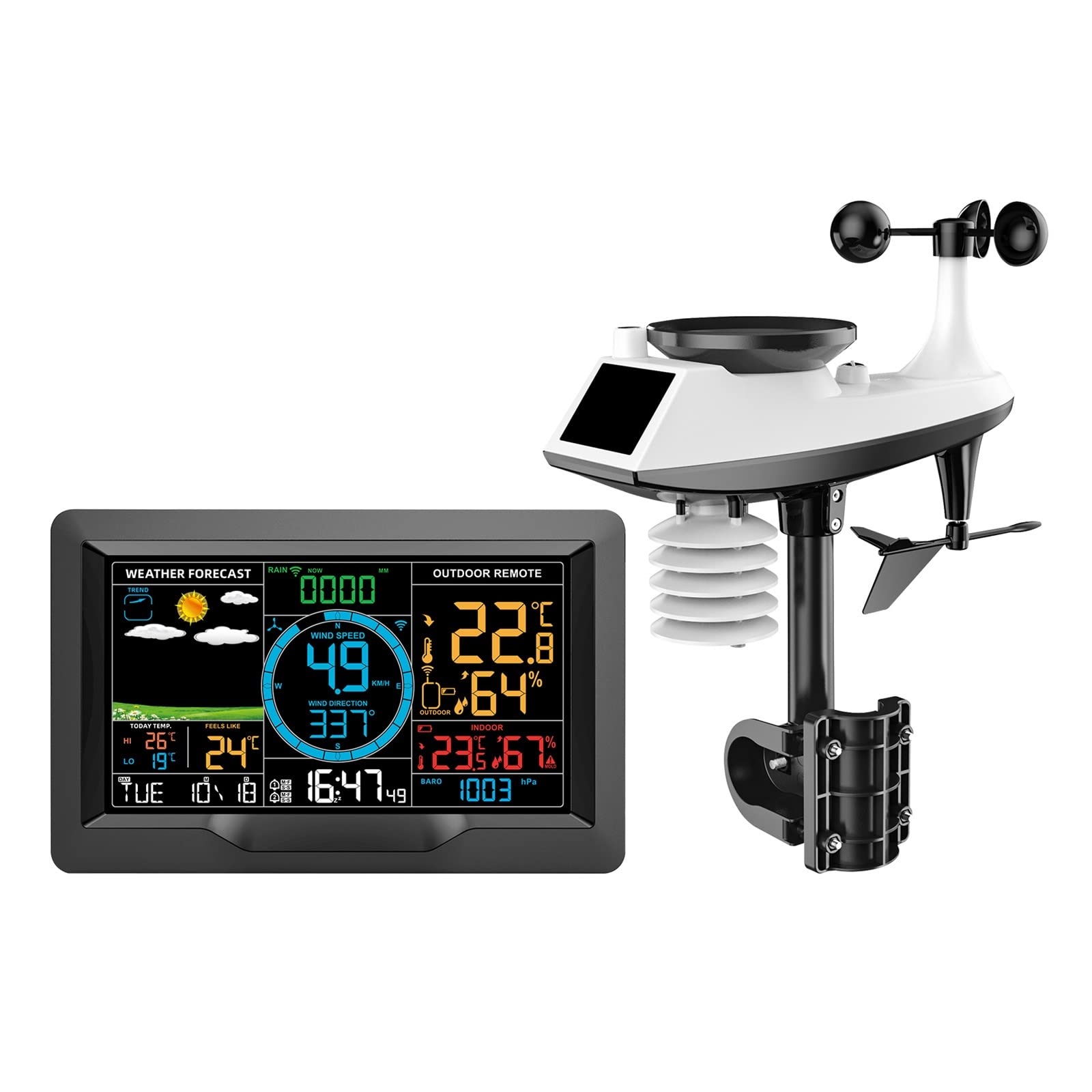 Stazione meteorologica professionale Sensore esterno wireless 8 in 1 Previsioni meteo Vento Pioggia Termometro Igrometro In tempo reale