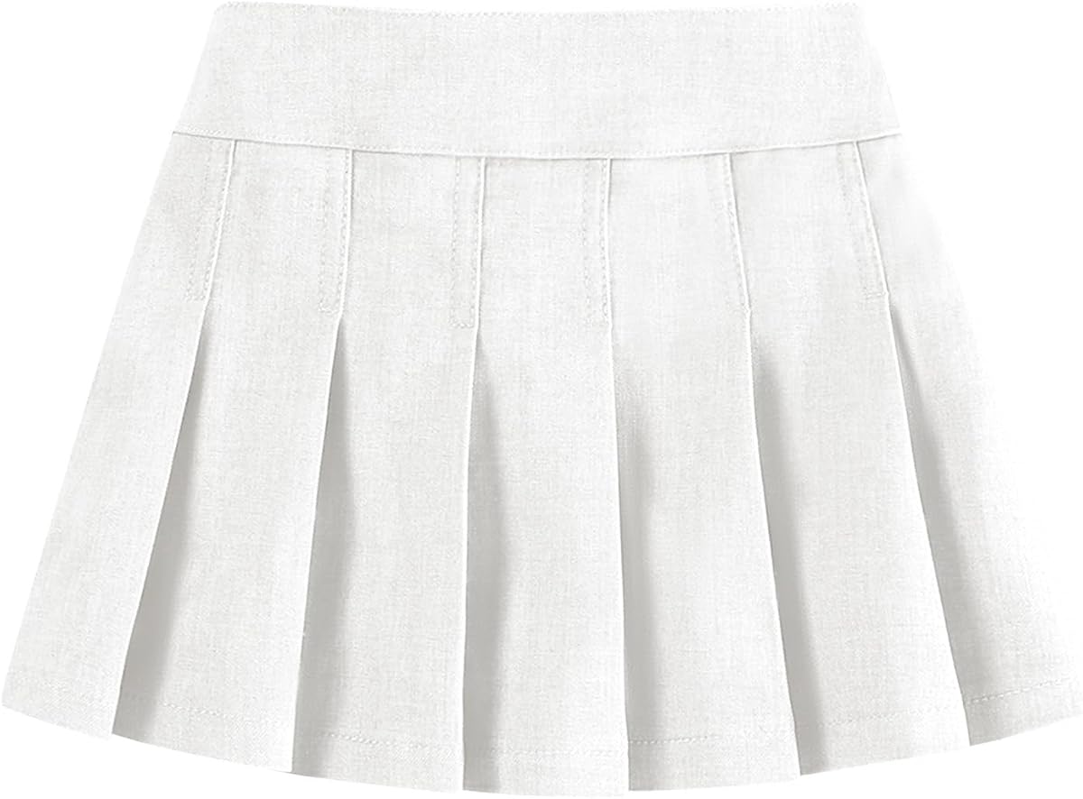 Neutocd Faldas para niñas pequeñas, faldas plisadas de uniforme escolar con cintura elástica, pantalones cortos integrados