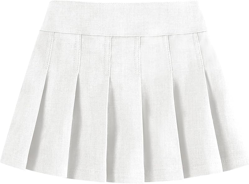 Neutocd Faldas para niñas pequeñas, faldas plisadas de uniforme escolar con cintura elástica, pantalones cortos integrados