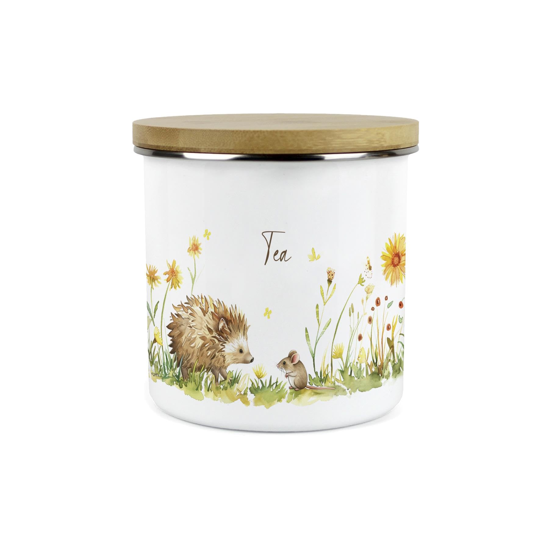 Hedgehog & Mouse Tea Canister - 1.2L Large Kitchen Storage Tin Gift