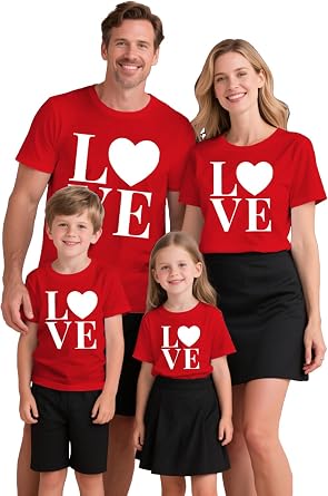 Valentines Shirts for Family Couples Matching Valentine T-Shirt Mommy and Me Heart Graphic Tee Tops