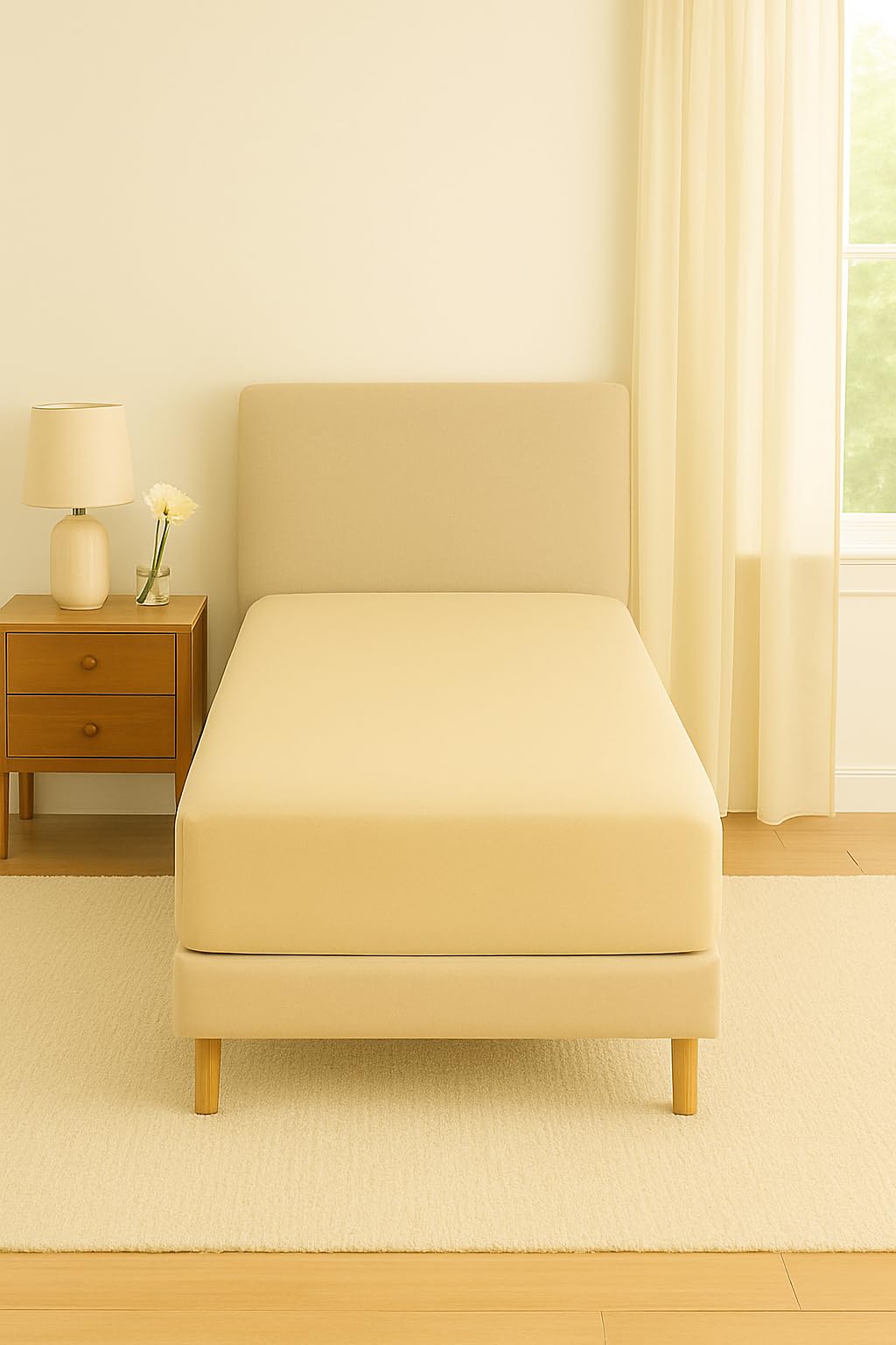 Comfortnights Cream Flame Retardant Bed Linen Single Fitted Sheet (Cream), Certified To Bs7175 Ignition Source 5+7, Also Known As Crib 7 Or Fr Source 7.