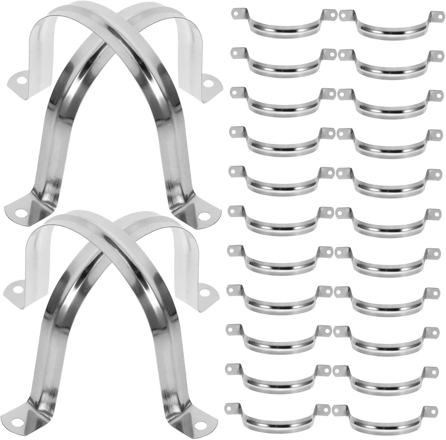 PRETYZOOM Versatile Stainless Steel Pipe Clamps 2 Hole Hose Clamps Set for Industrial/residential Pipe Fastening