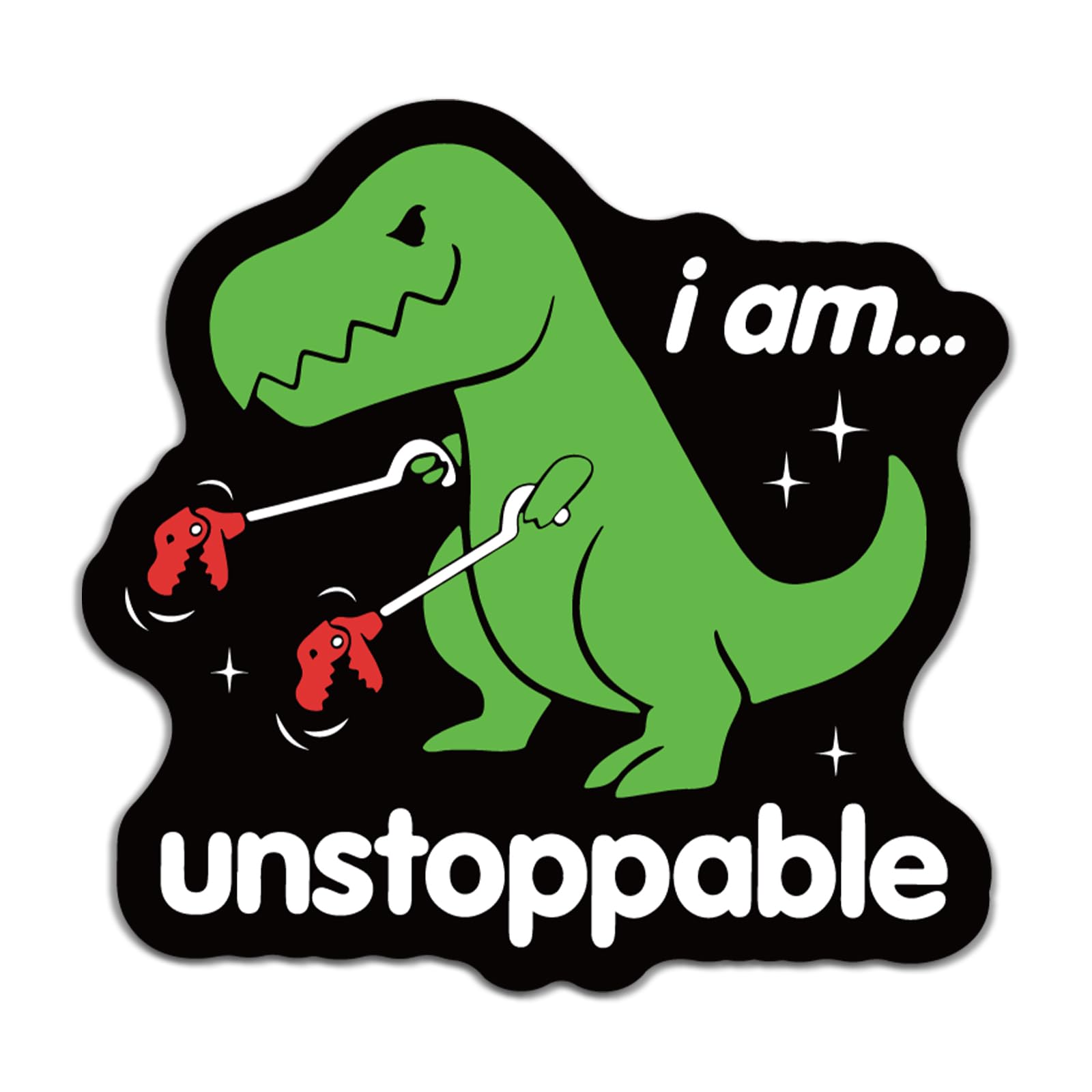 YAZMEEN 20 Pcs Funny T-Rex Stickers 2.5" I'm Unstoppable Inspirational Stickers Decals for Water Bottle Laptop Phone Envelope Funny Work Accessories