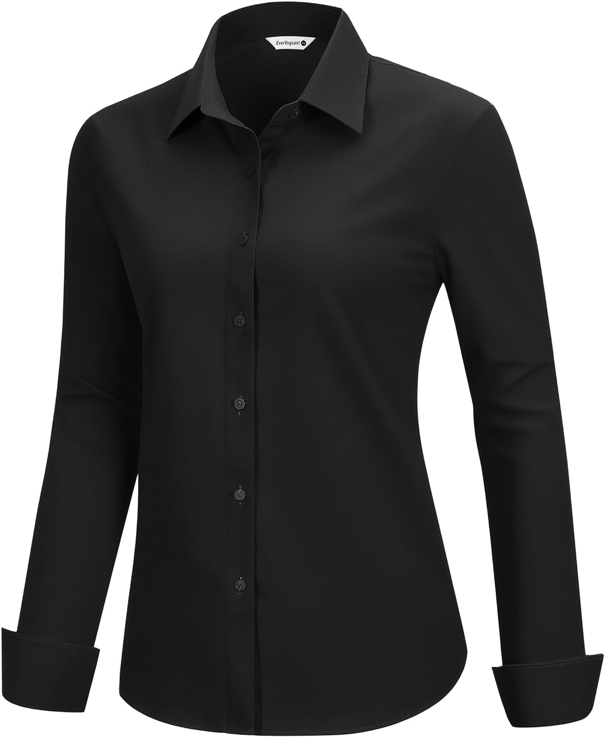 Super Soft Non-Iron Wrinkle Free Button Down Shirts for Women Solid Formal Work Dress Blouse Tops - Image 3