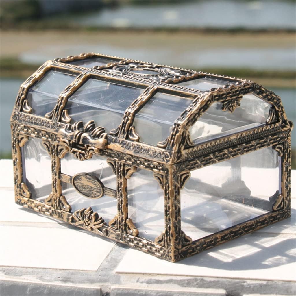 Jewelry Organizer Keepsake Vintage Holder Pirate Trinket Kids Treasure Chest Storage Box Decorative Gem (Color : Clear, Size : One Size) (Clear One Size) (Clear One Size)