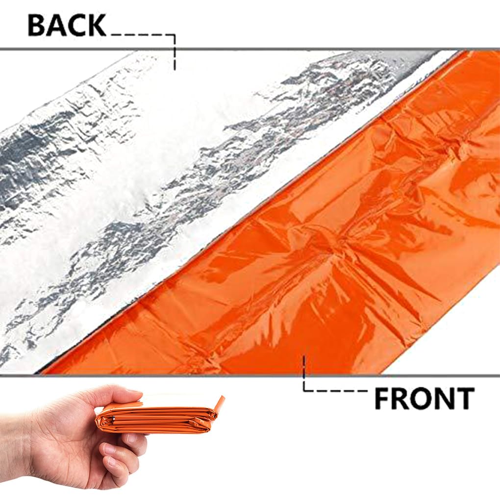 Juego de 10 sacos de dormir para exteriores, ligeros, con aislamiento térmico, manta de primeros auxilios, cálida, impermeable, kit de supervivencia, senderismo, aventura, saco de dormir