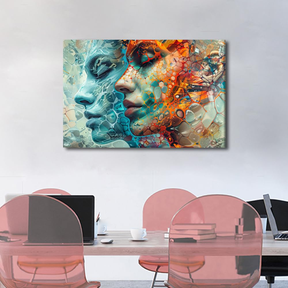 TISHIRON Wall Decor for Bedroom Imaginative Prints Contrast of Real and Selves Wall Art Framed Art Wall Decor Artwork for Walls Family Wall Decor Modern Home Decor Canvas Art Wall Hanging - Image 3
