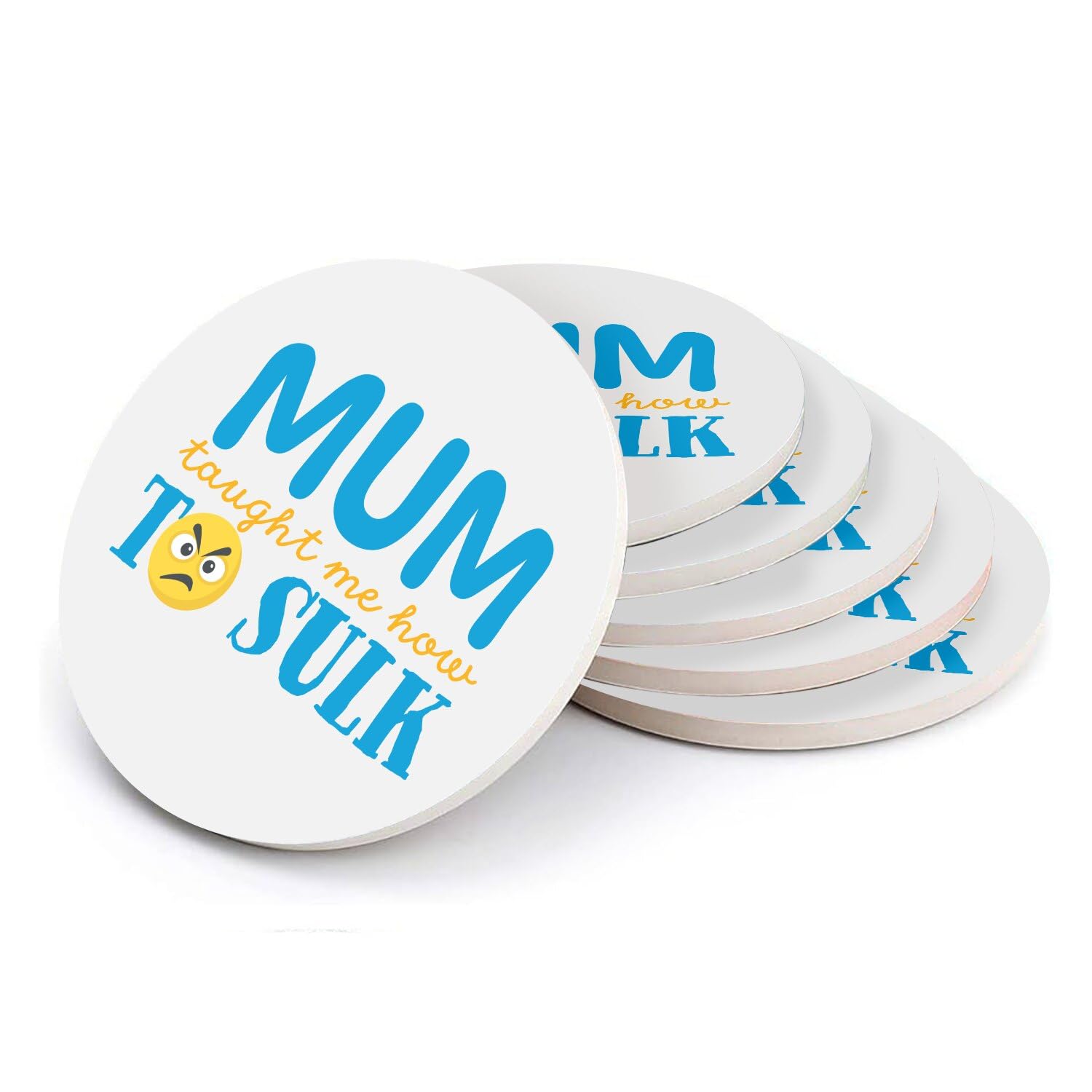Sous verre ronds en céramique avec humour lot de 6 dessous de verre absorbants