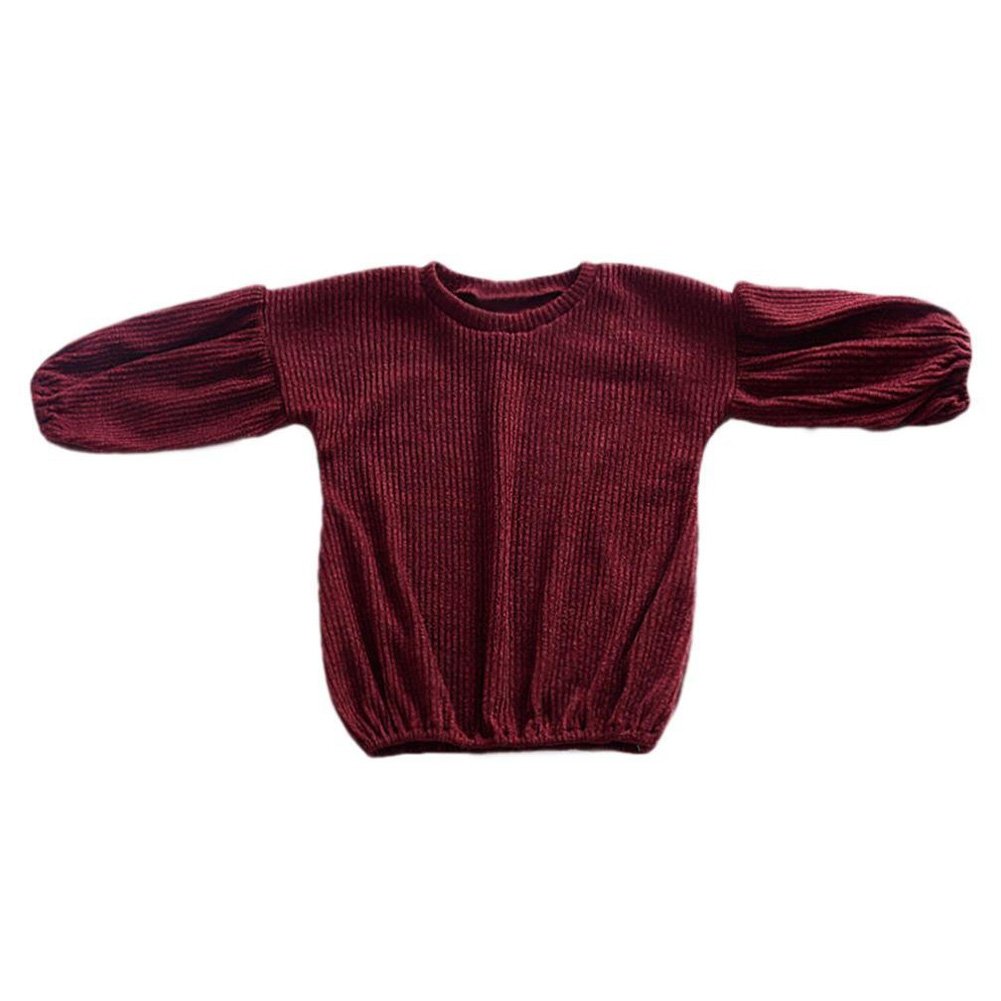 Kids Toddler Baby Girl Christmas Sweater Lantern Long Sleeve Sweater Knitted Shirt Tops Outfit Clothes Wine Red
