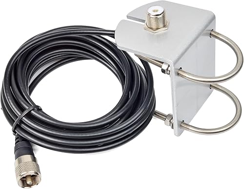 Miniatura 6 de HYS Soporte de antena móvil de montaje en forma de L SO239 a PL-259 W16.4 pies (16.4 ft) Cable coaxial RG-58 de baja pérdida, aluminio resistente