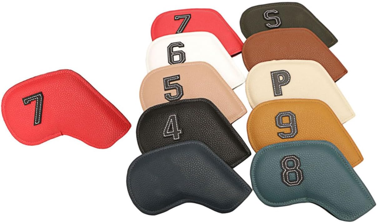 Vaguelly Golf Putter Cover and Iron Club Sleeve Set, Double-Sided Pu Leather with Digital Print, Golf Club Covers for Sports Use