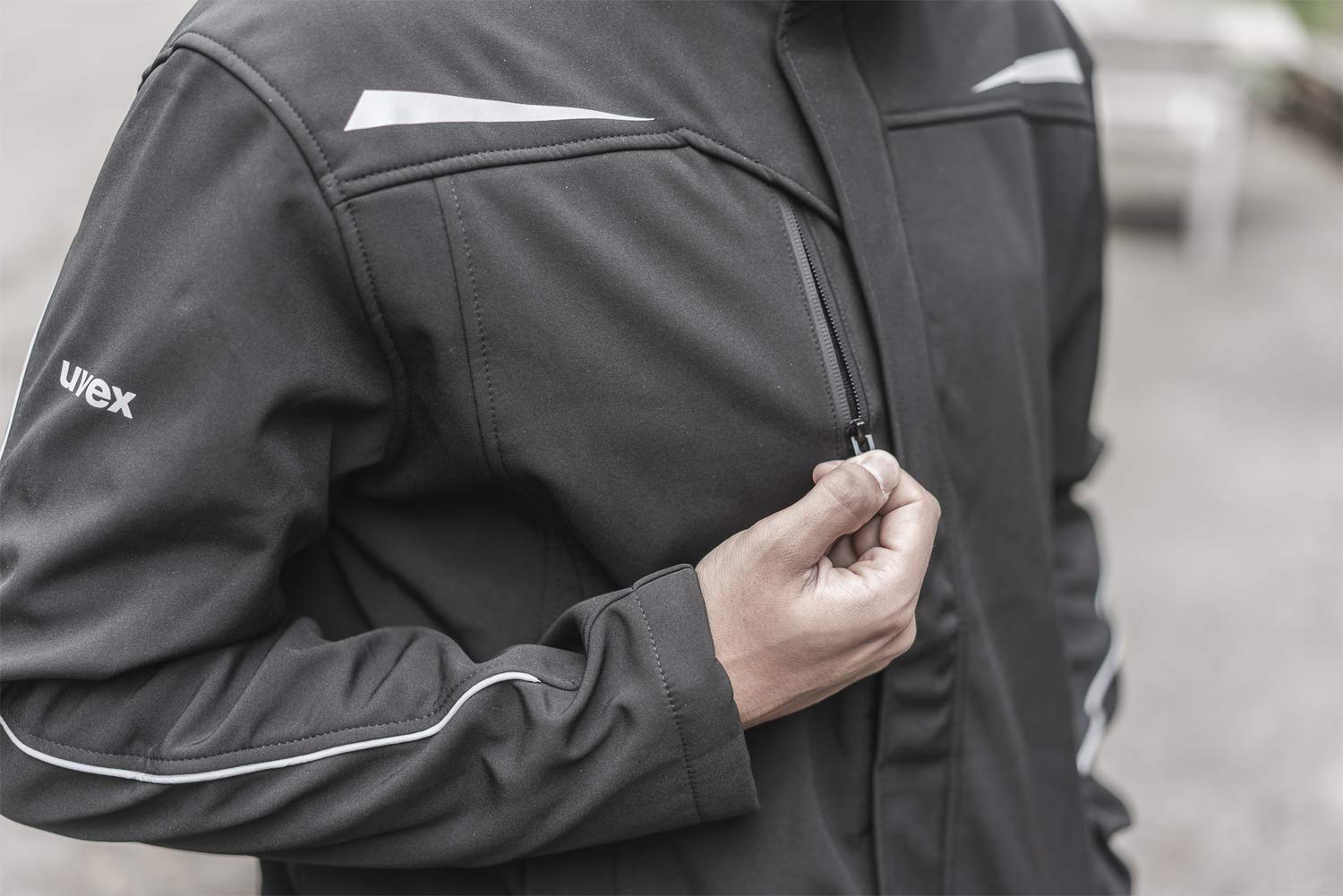 Uvex Synexxo Herren-Arbeitsjacke - Schwarze Männer-Softshelljacke - Sehr Atmungsaktiv