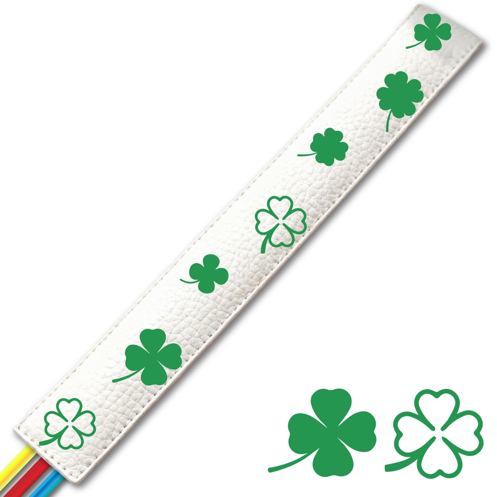 CREATCABIN Golf Alignment Stick Cover PU Leather Alignment Stick Cover Holder Club Protector Mallet Blade Putter Head Protector Case for Men Women Golf Enthusiast White Clover 14.17 × 1.97 Inch