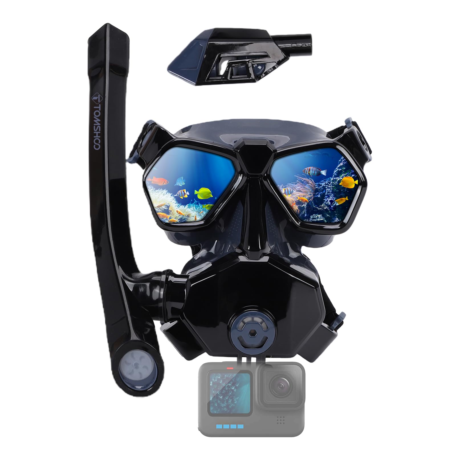 TOMSHOO Set da snorkeling con boccaglio e occhiali da immersione, occhiali da immersione, con campo visivo panoramico a 180°, con boccaglio a 3 canali Premium Dry per immersioni e nuoto