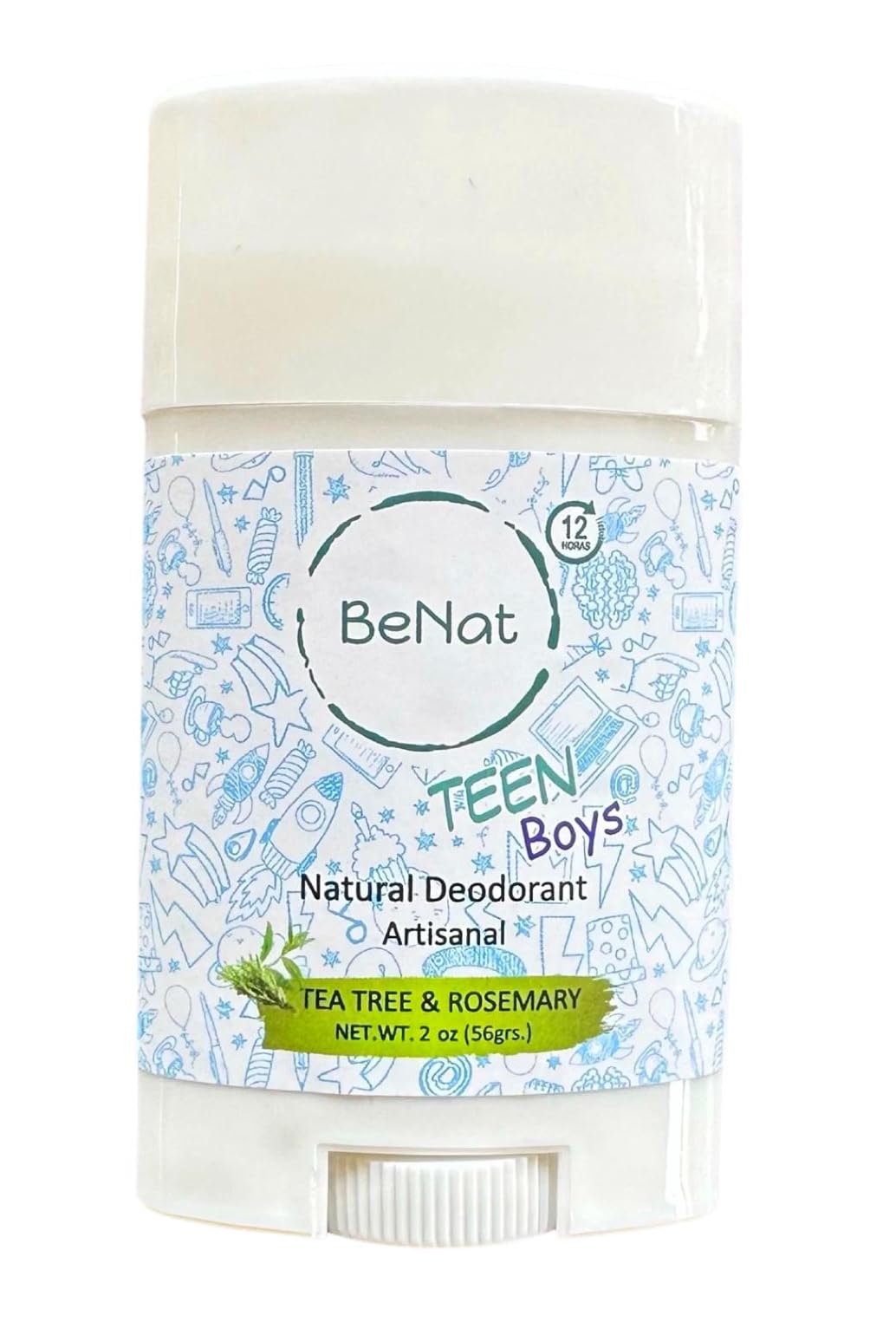 BeNat All Natural Deodorant For Teen Boys 100% Natural Aluminum-Free Carcinogen Free Kids Deodorant For Boys Clinically Proven To Be Safe For Children and Teenagers